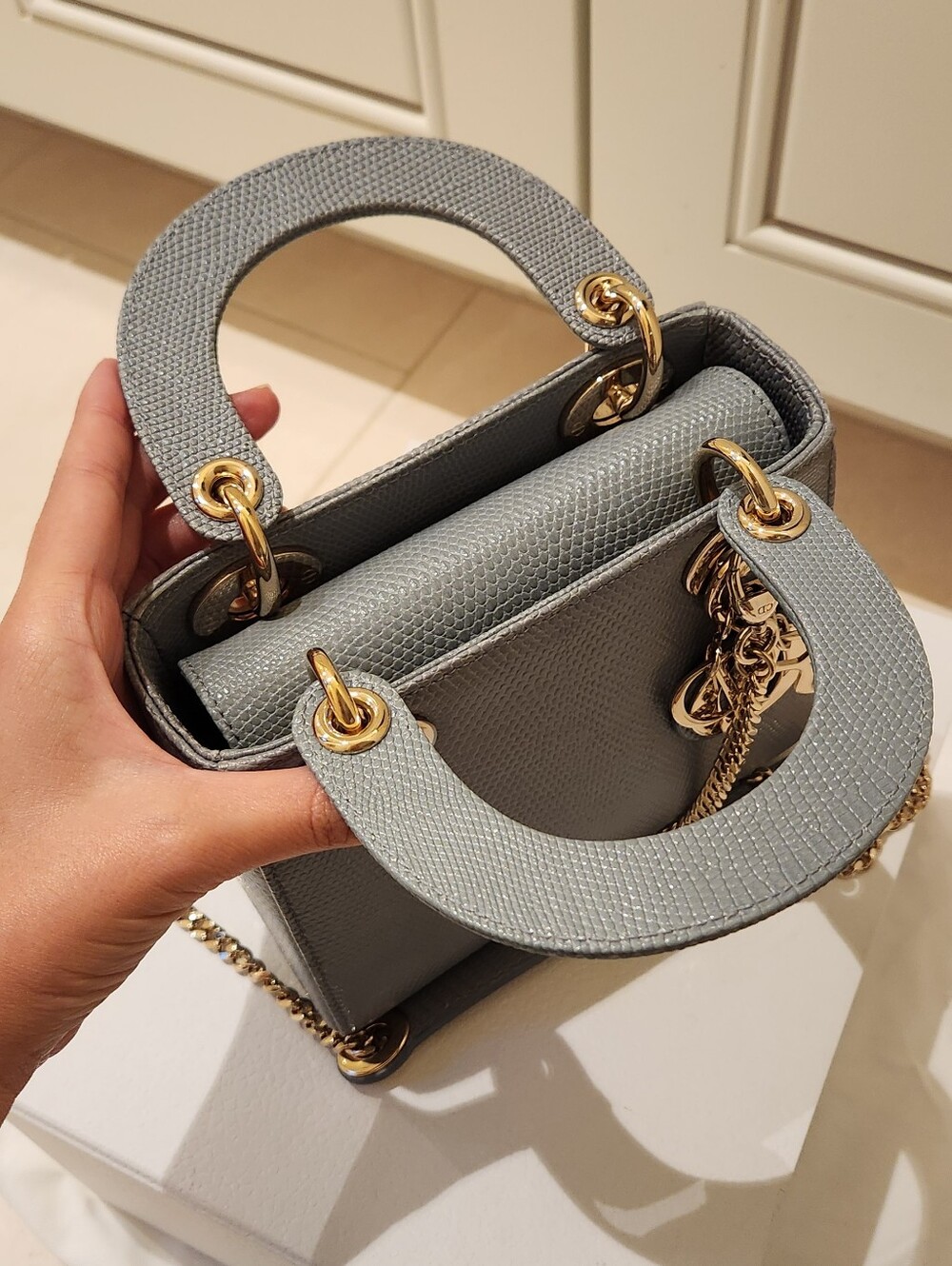 New Exotic Mini Lady Dior Lizard Cloud Blue - Picture 4 of 6